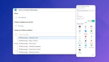 Facebook Messenger send integration screenshot