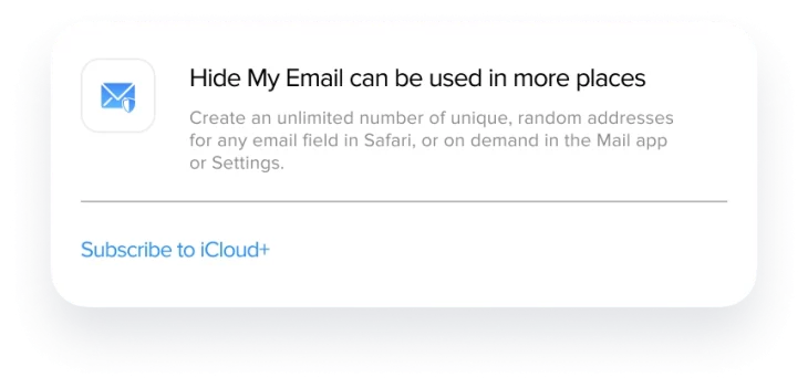 Hide My Email can be used in more places notification