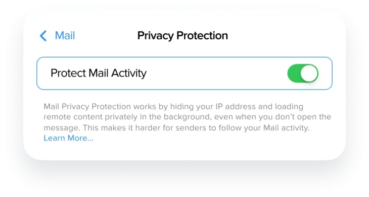 Protect Mail Activity Privacy Protection setting