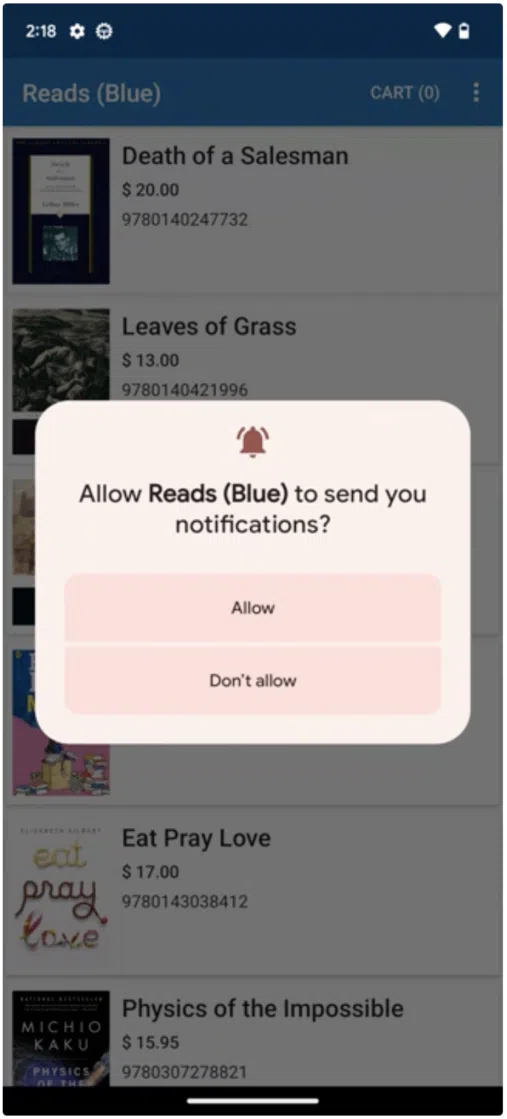 Android Notifications Permission Block