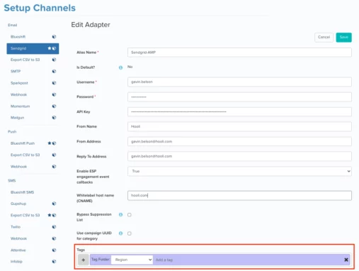 Setup Channels with tag folders