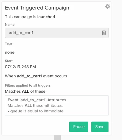 Event Triggered Campaign screenshot