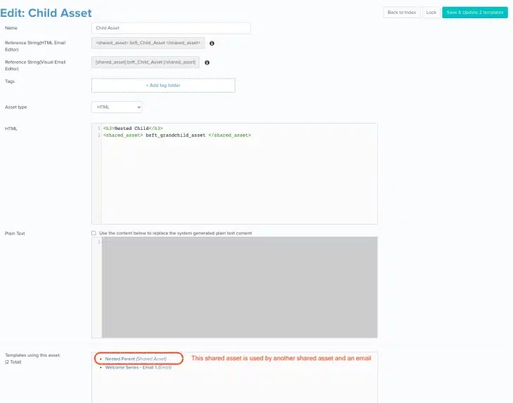 Nested shared assets