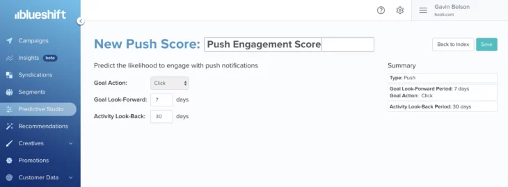 New Push Score page screenshot