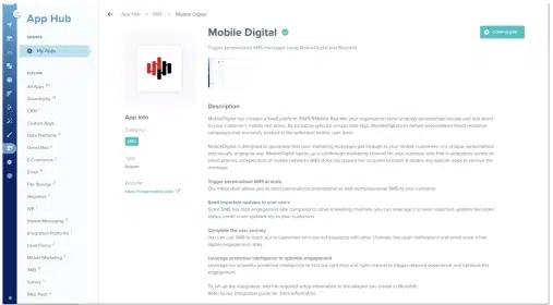 Mobile Digital in app hub screenshot