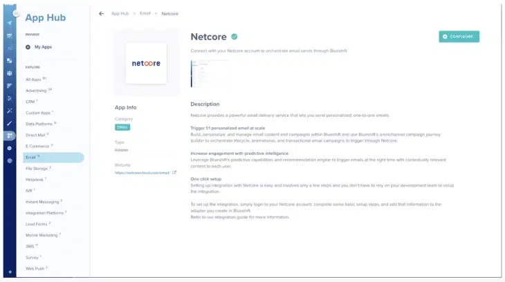 Netcore in app hub screenshot