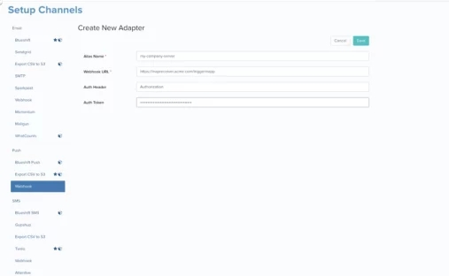 Create New Adapter page screenshot