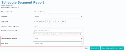 Segment Report Adapter Export markup