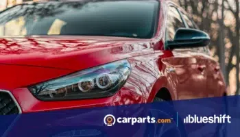 Carparts.com and Blueshift logos over a red SUV