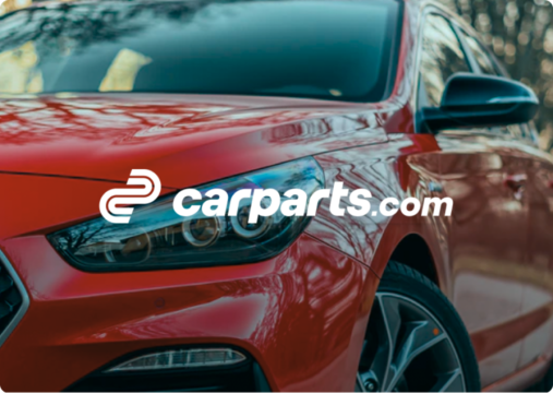 Carparts.com logo over a red SUV