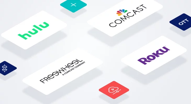 Logos for Hulu, Comcast, Freewheel, Roku, and others