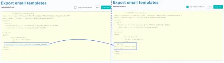 Export email templates screenshot