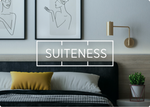 Suiteness logo in bedroom