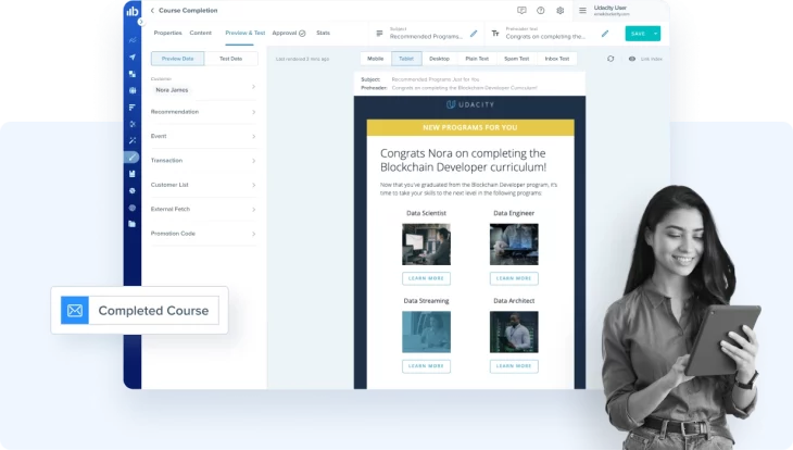 Udacity email builder course completed page