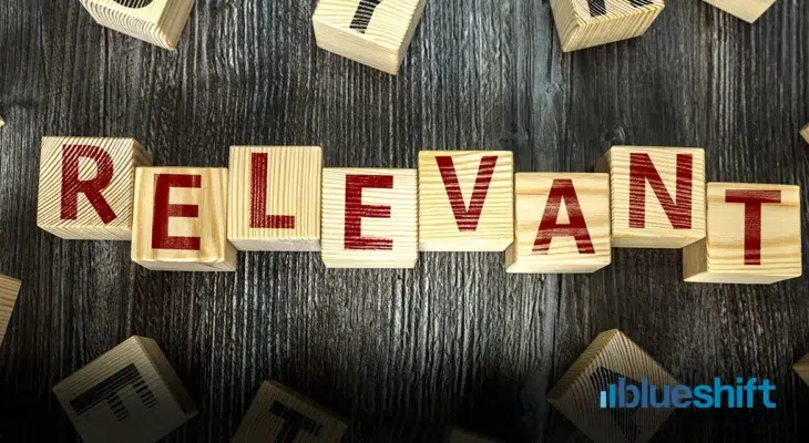 Letter blocks spelling out the word "relevant"