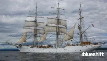 An old style ship sailing at sea