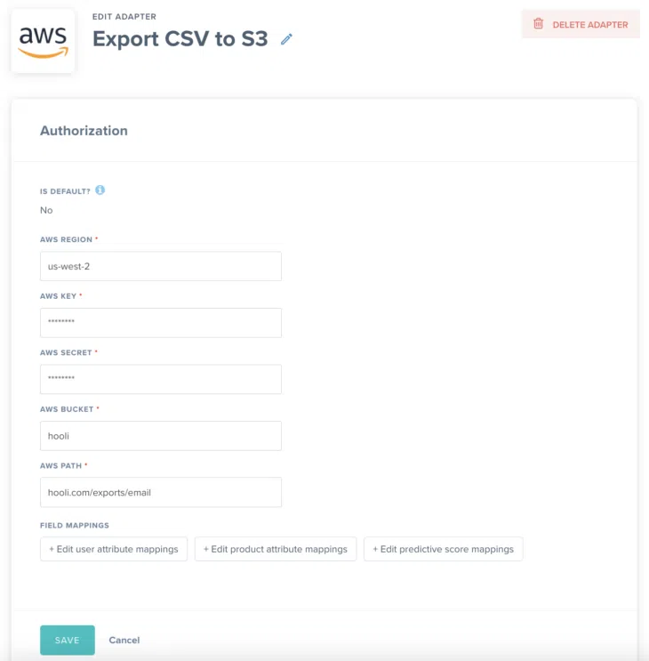 Export CSV to S3
