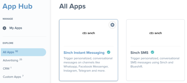 Sinch app hub