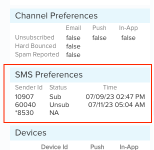 SMS Preferences - Customer Profile