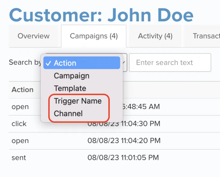 john doe example filer by channel and trigger name