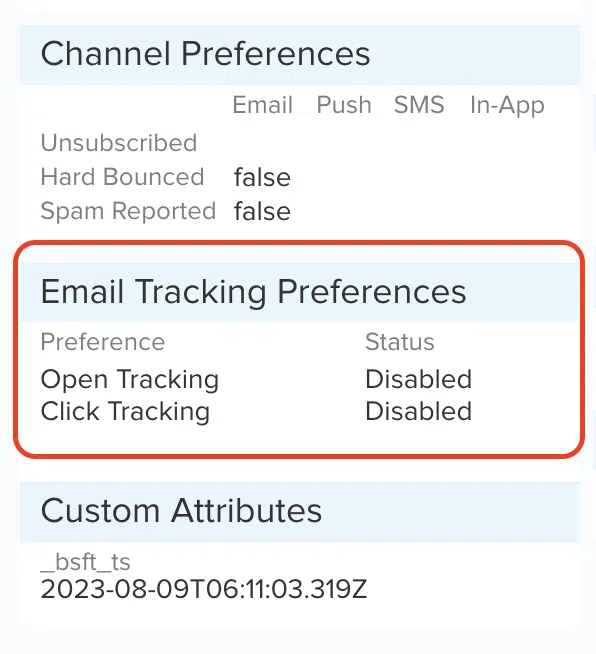 email tracking prefererences