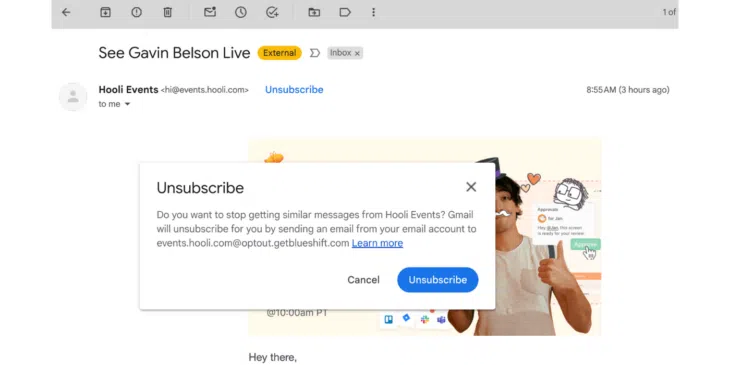 one click unsubscribe example