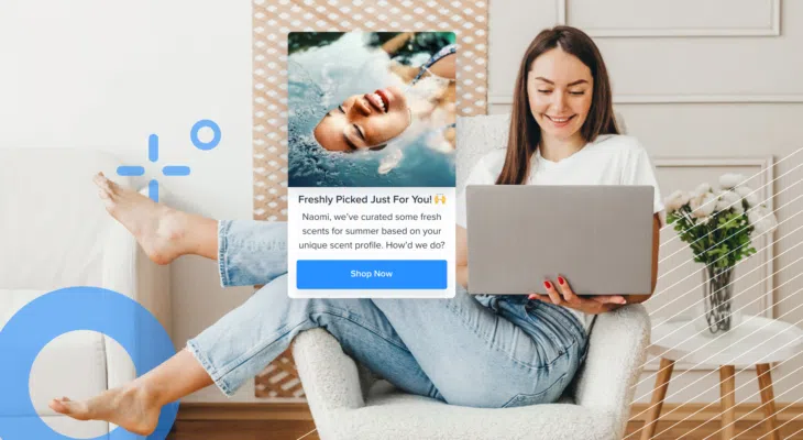 woman on her laptop experiencing a personalized shopping experience