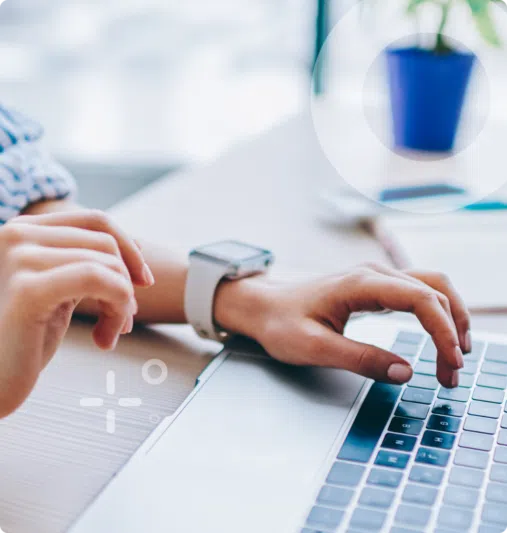 Stock image of a woman's hands typing