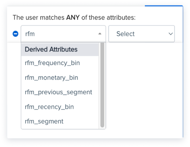 In-app screenshot of the RFM Segment Builder