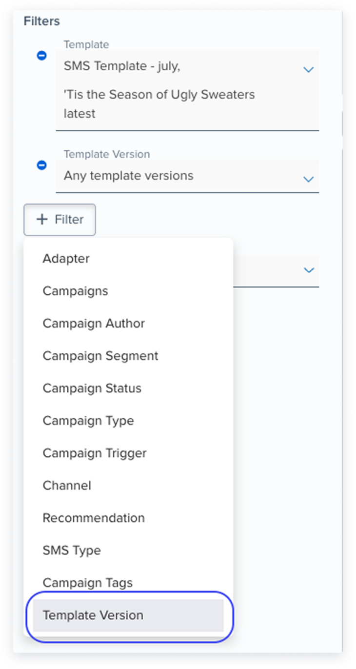 In-app screenshot of filtering, adding 