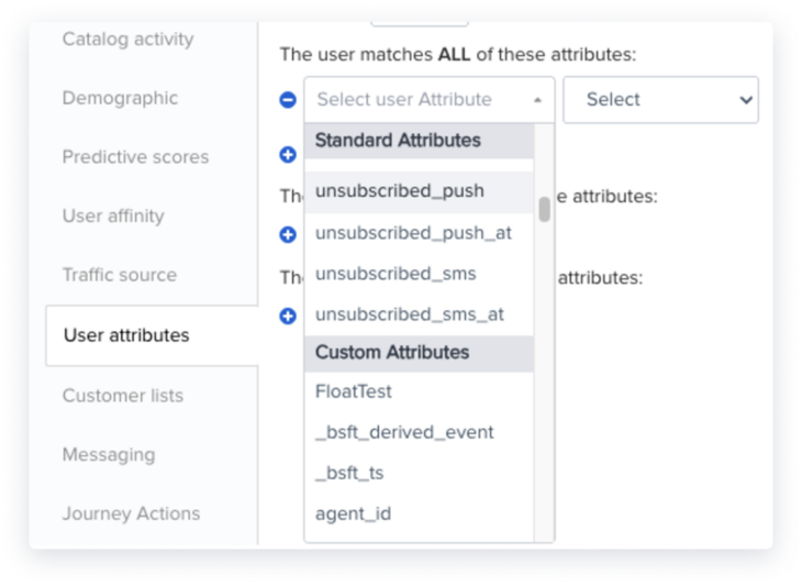 in-app screenshot showing attribute organization