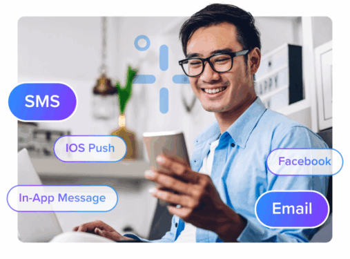 Man interacting with cross-channel recommendations
