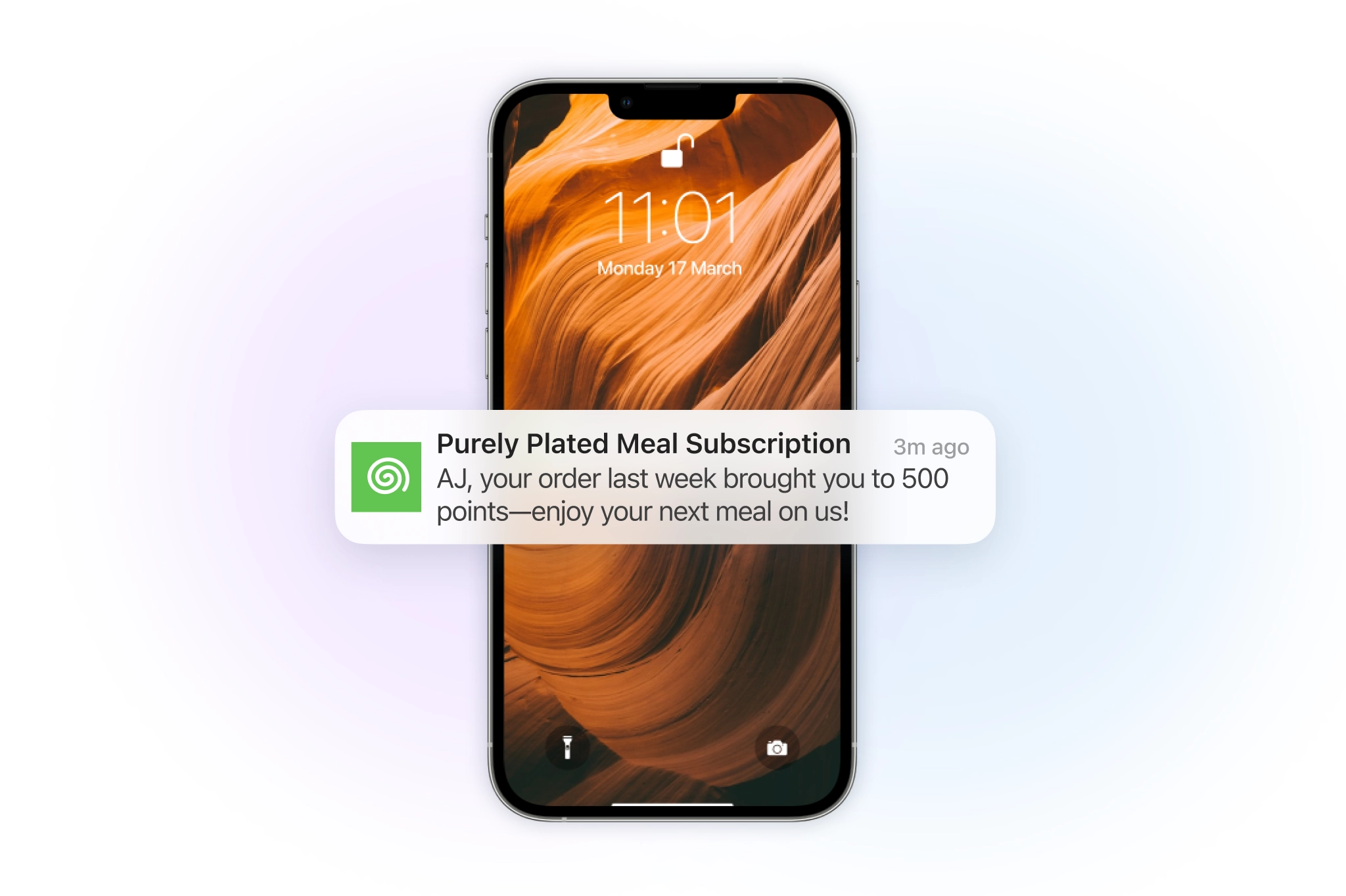 Loyalty campaign for a meal-delivery service offering a free meal.