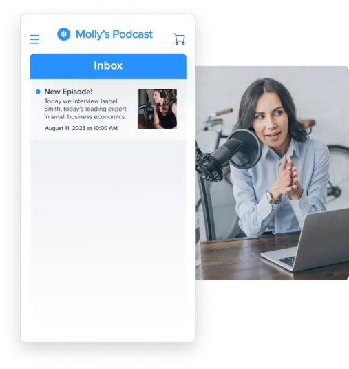 Molly's podcast in-app messages